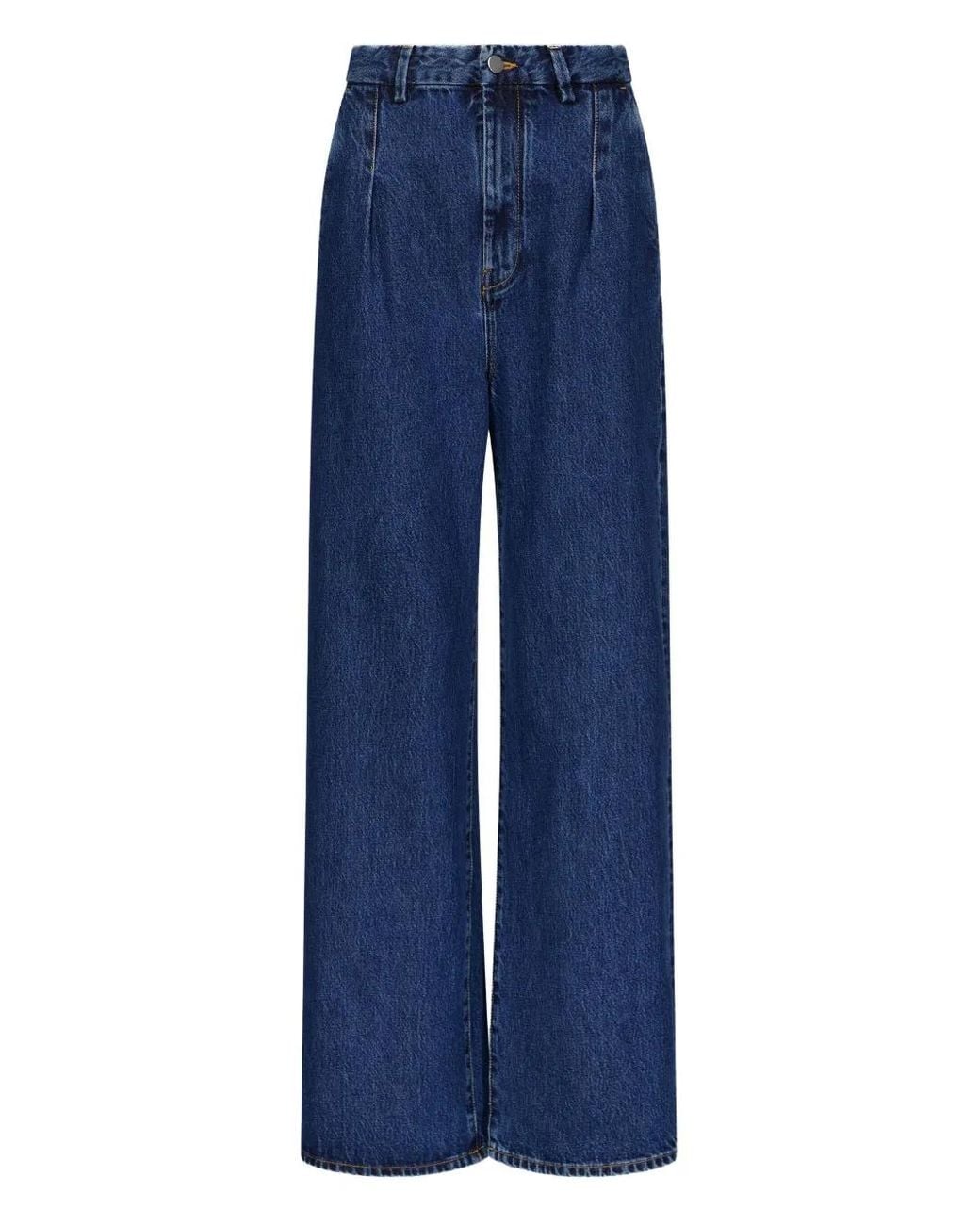 Loulou de Saison Blue Pleated Wide-Leg Jeans
