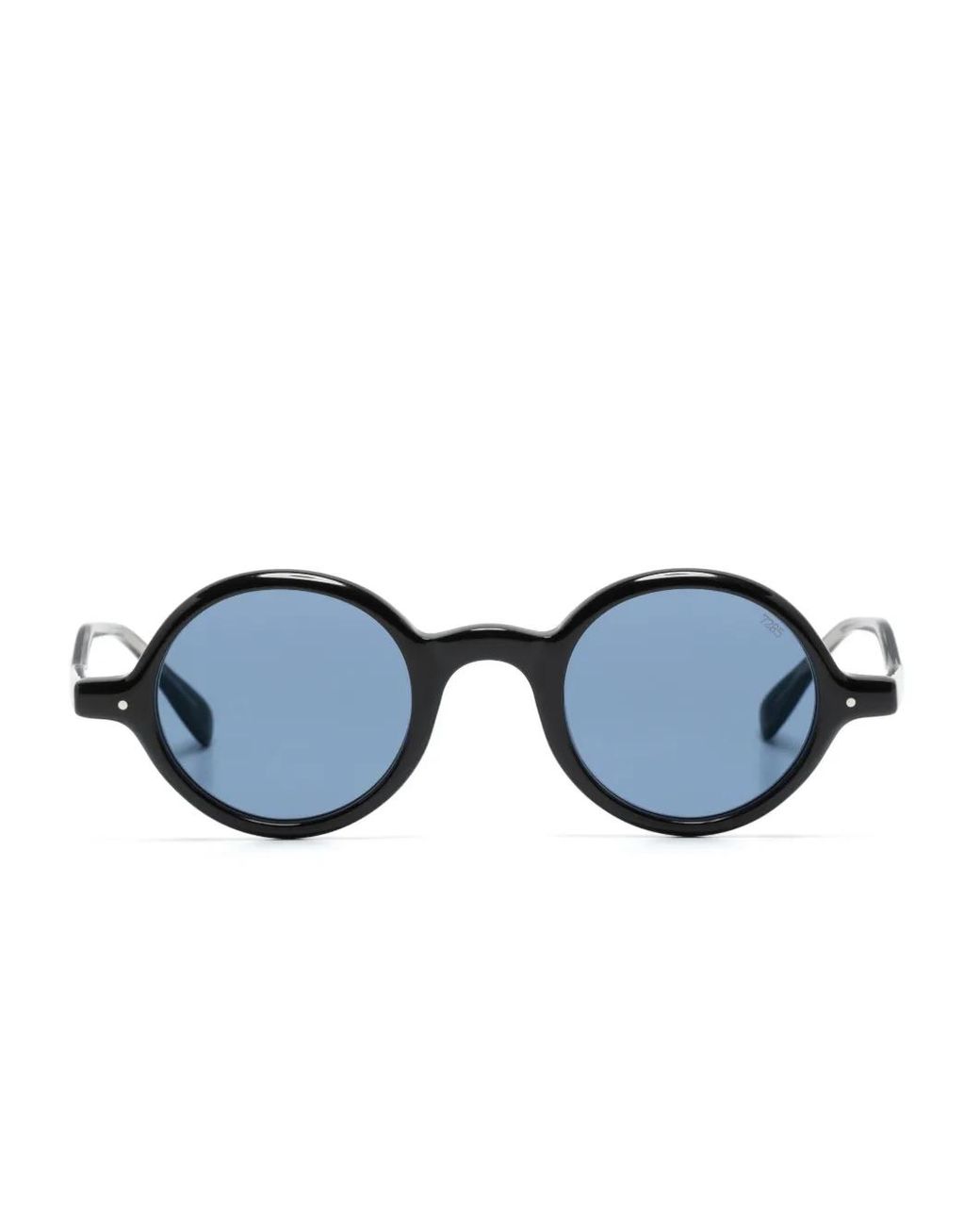 Eyevan 7285 Blue Tinted-Lenses Round-Frame Sunglasses