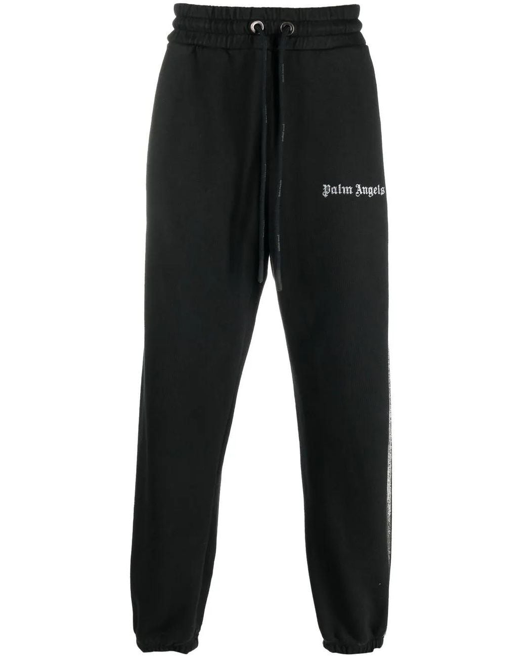 Palm Angels Black Logo-Print Cotton Track Pants for men