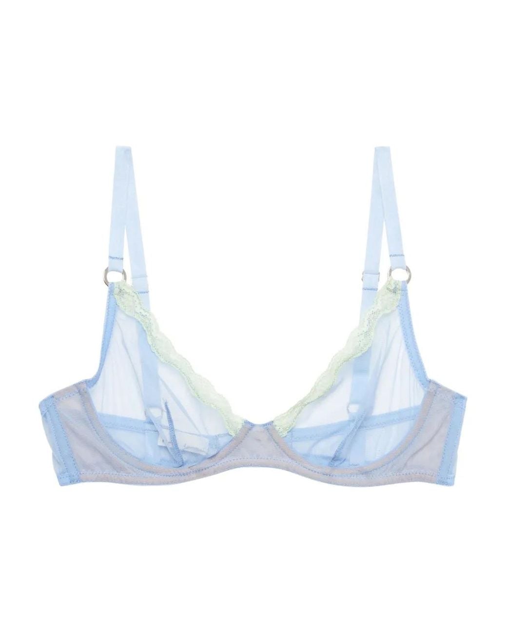 Fleur du Mal Blue Sheer Tulle Demi Bra