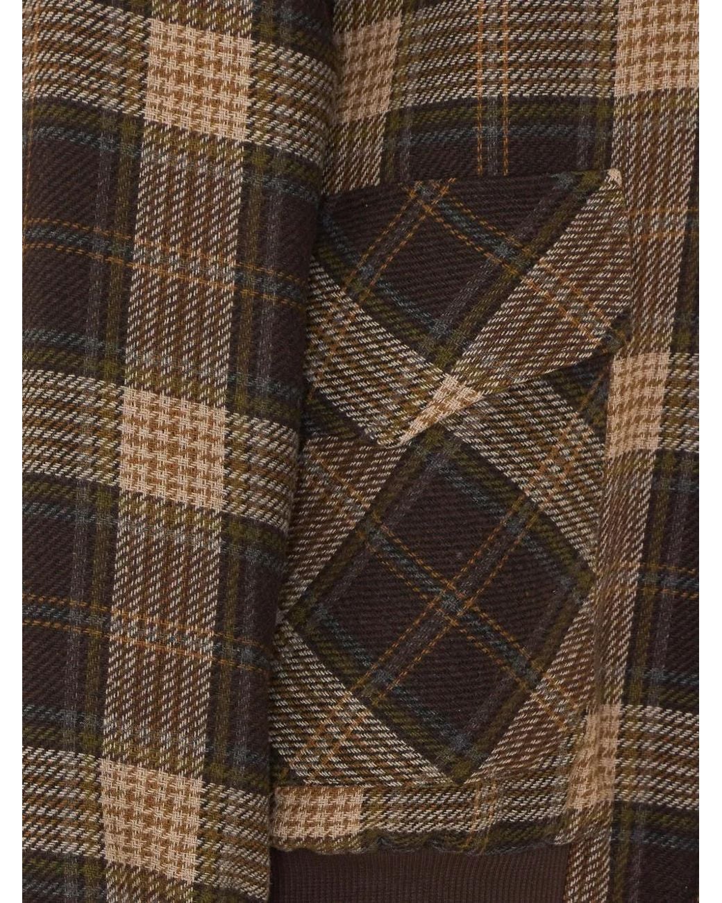 RUE DU BAC Brown Check-Pattern Bomber Jacket