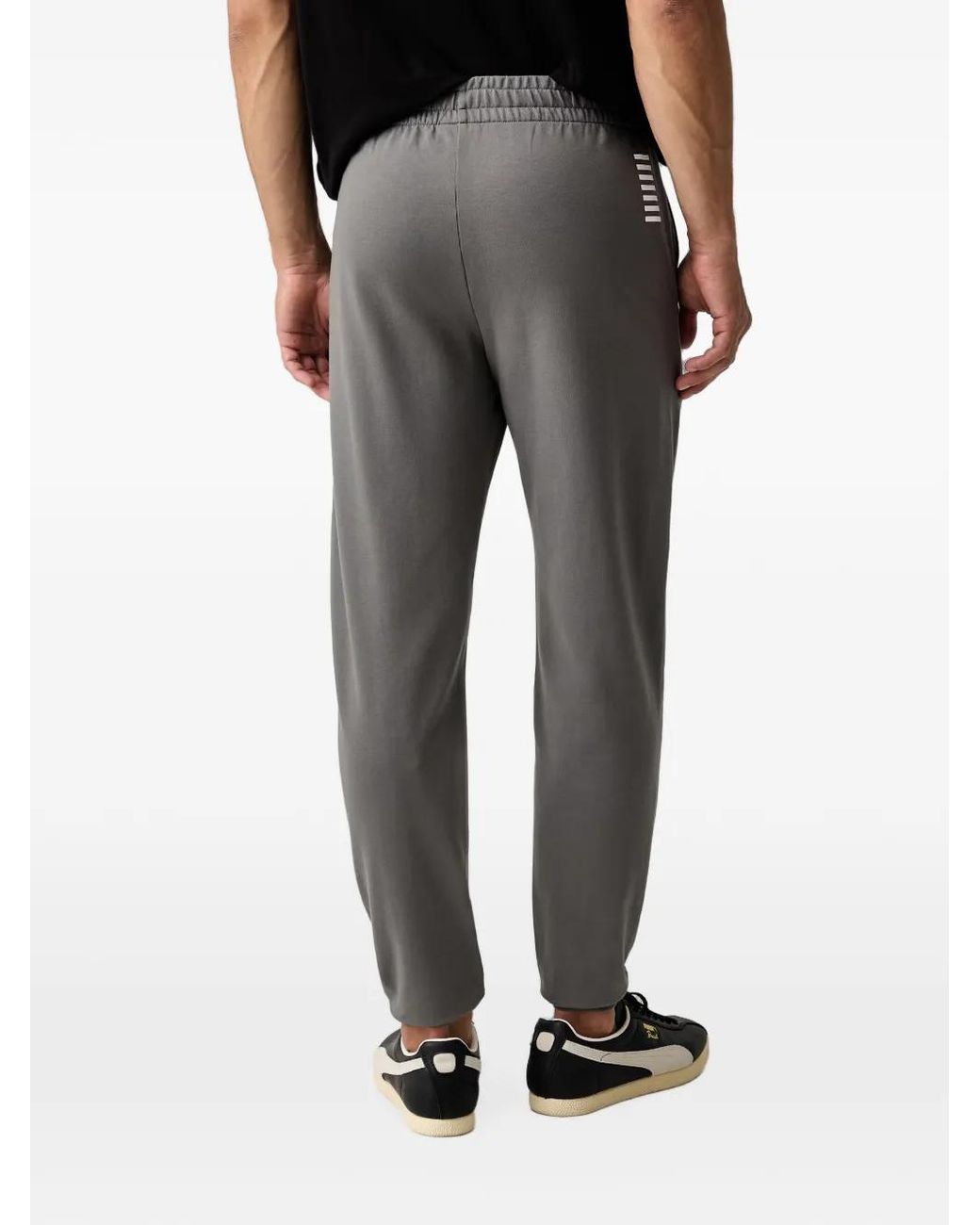 EA7 Black Logo-Print Track Pants for men