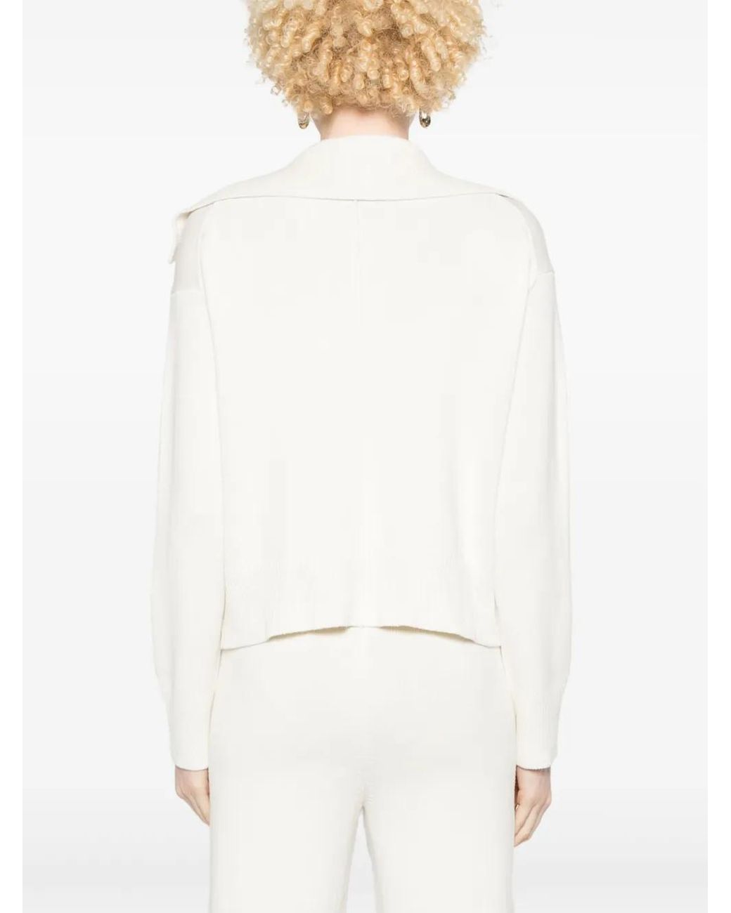 Joseph White Knitted Polo Sweater