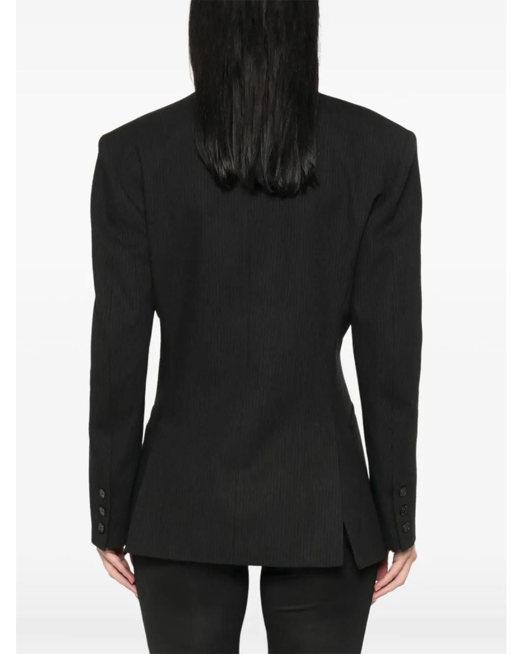 Frankie Shop Black Pinstripe Double-Breasted Blazer