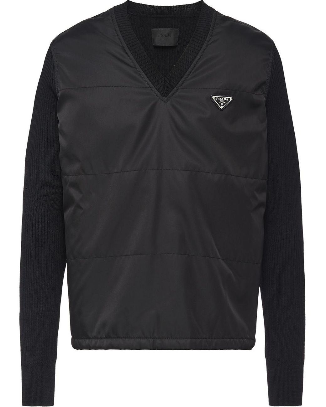 Prada Black Logo Plaque Wool Jumper for Men - Save 7% - Lyst