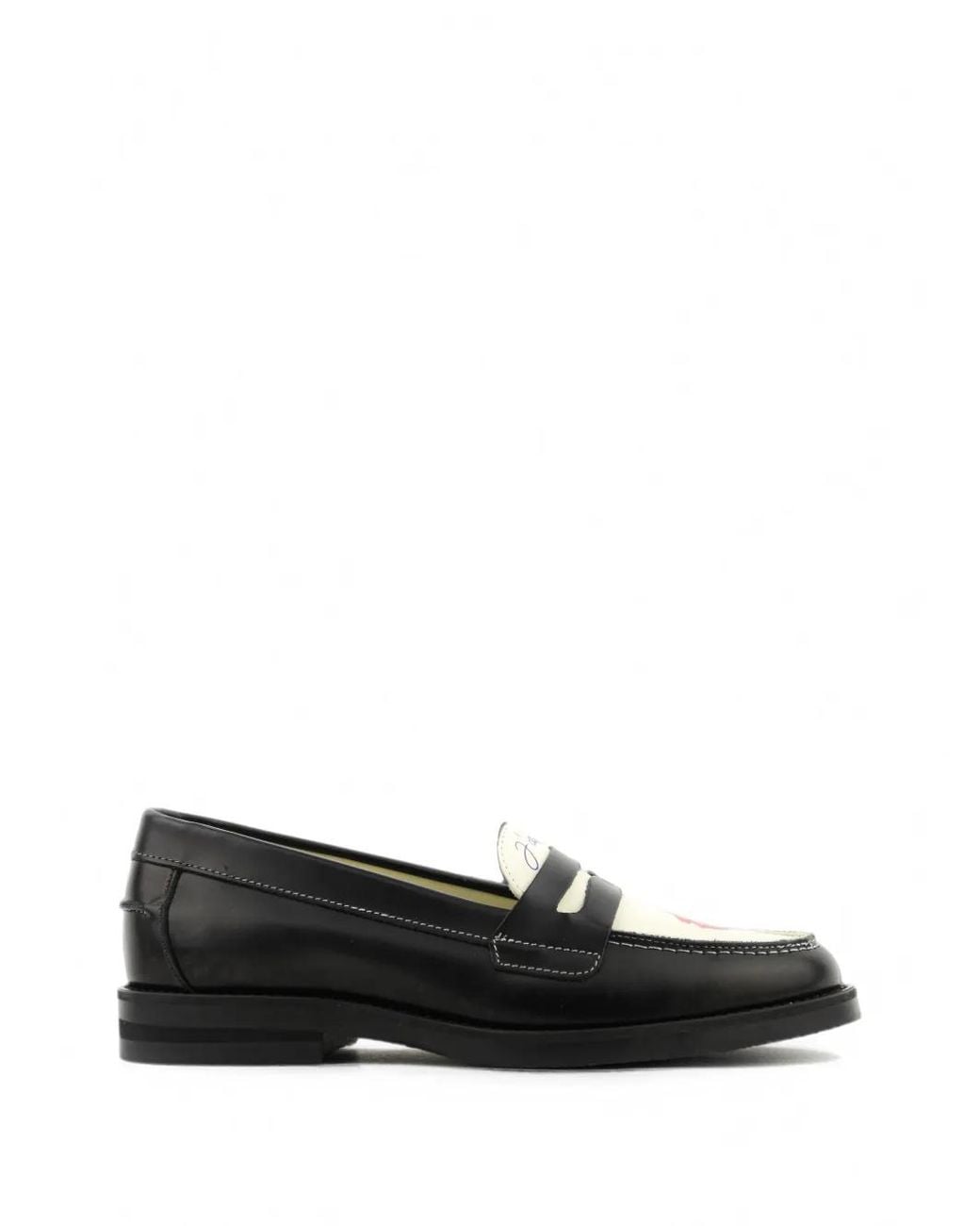 Duke & Dexter Black Graphic-Print Leather Loafers