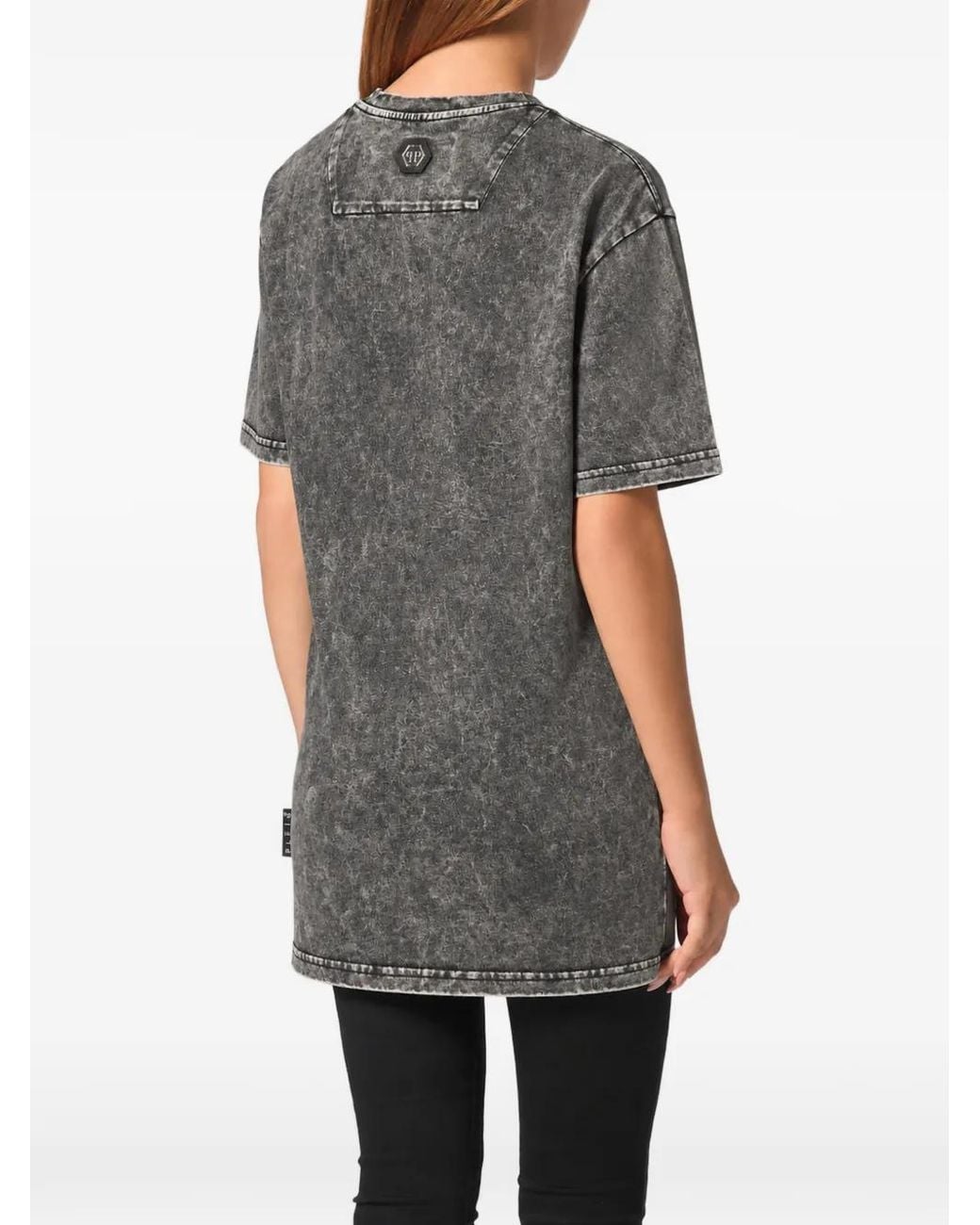 Philipp Plein Gray T-Shirt Urban Jungle Strass