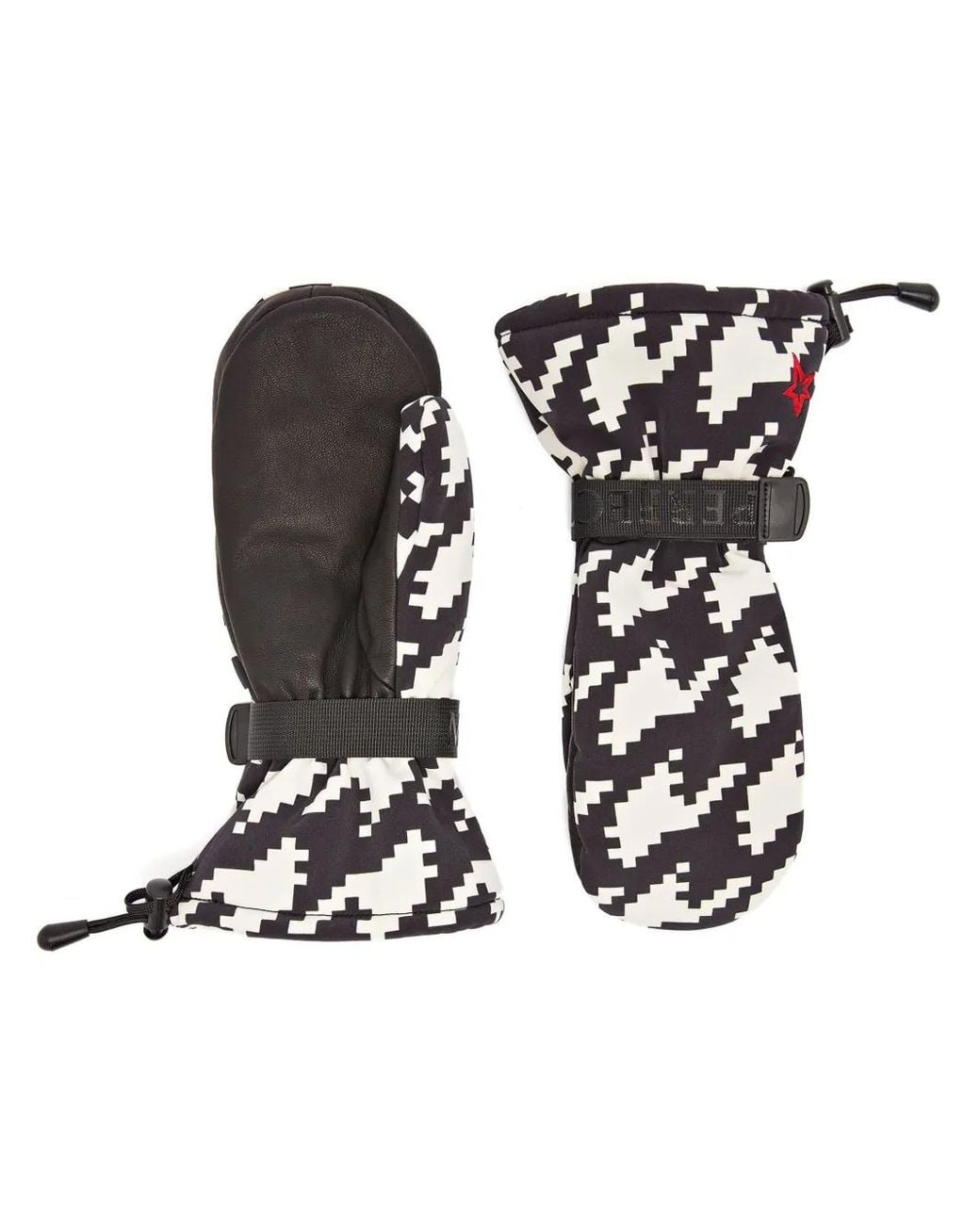 Perfect Moment White Davos Houndstooth Print Gloves