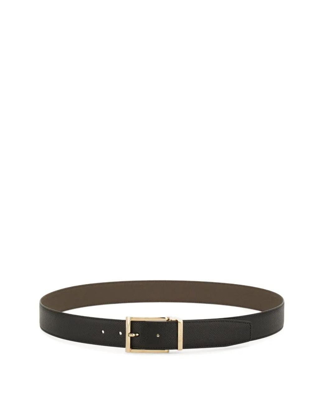 Ferragamo White Gancini Hammered Leather Reversible Belt With Rectangle Buckle for men