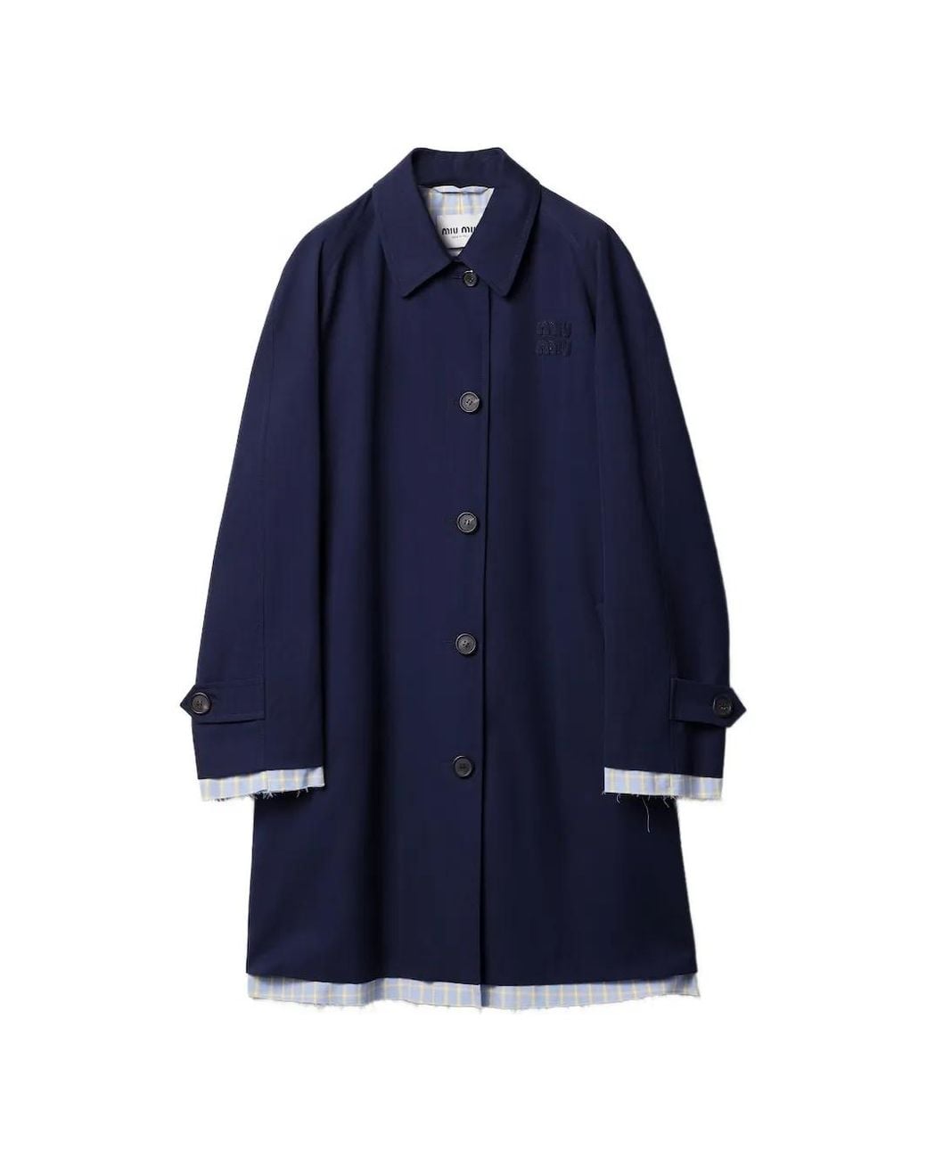 Miu Miu Blue Single-Breasted Poplin Coat