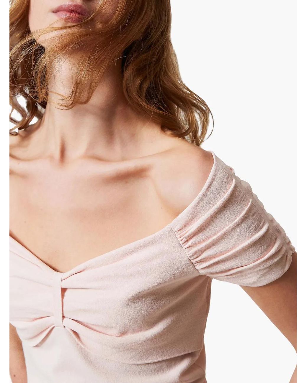 Twinset Pink Gathered-Detail Top