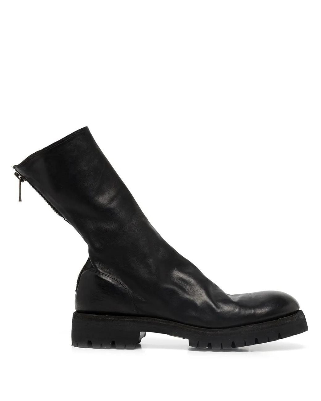 Guidi Black Zip-Fastening Leather Ankle Boots