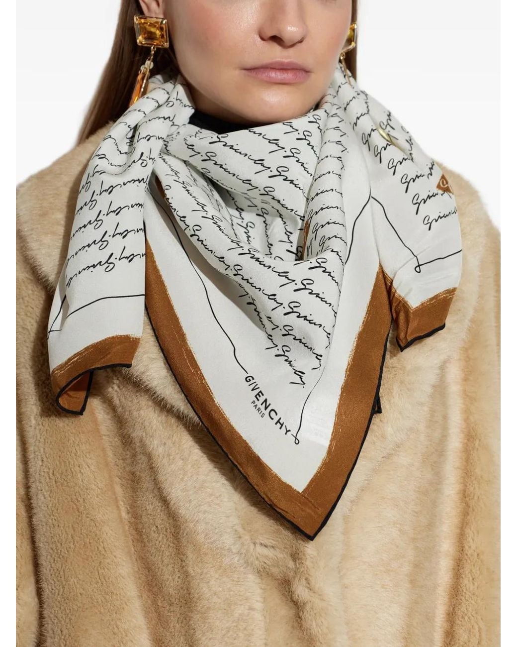 Givenchy Gray Logo-Print Silk Scarf
