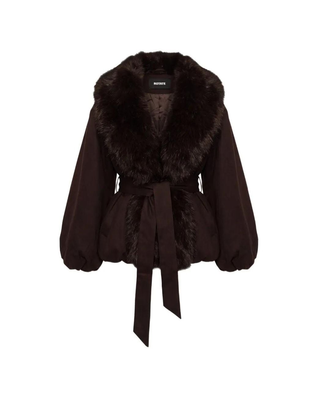 ROTATE BIRGER CHRISTENSEN Black Faux Fur-Collar Jacket