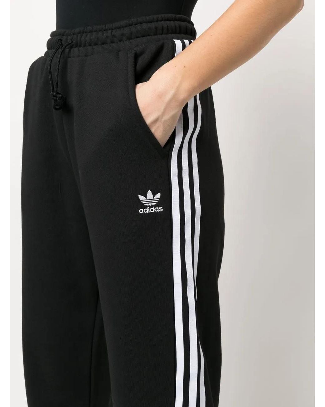 Adidas Black Embroidered-Logo Detail Track Pants