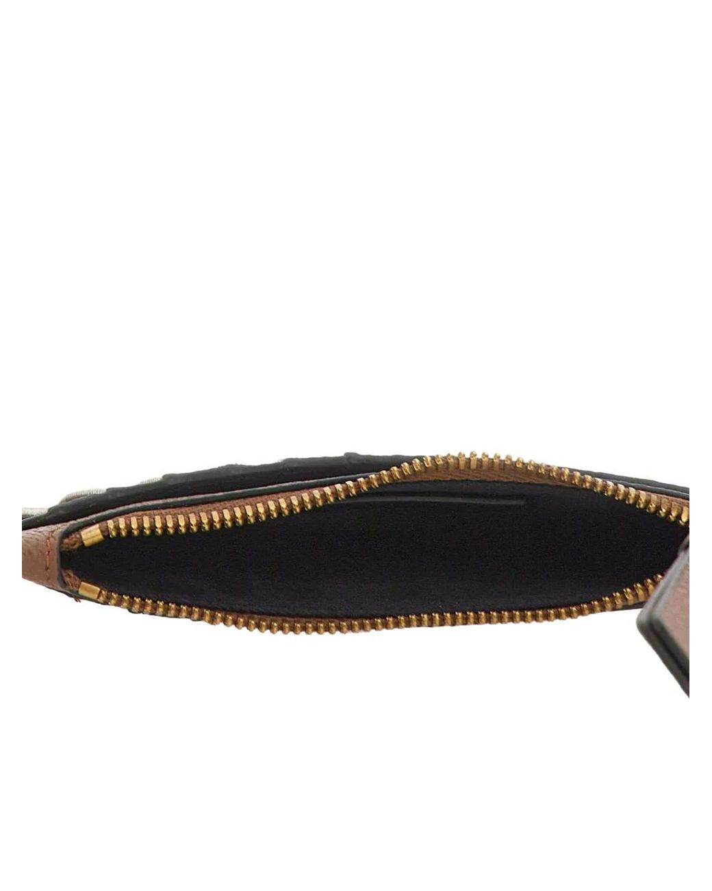Borsalino Brown Top-Zip Card Holder
