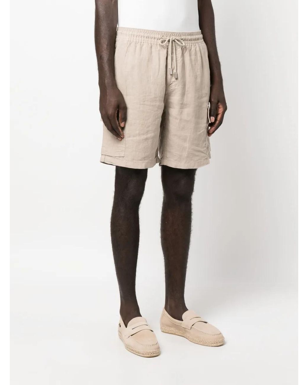 Vilebrequin Natural Logo-Patch Linen Shorts for men