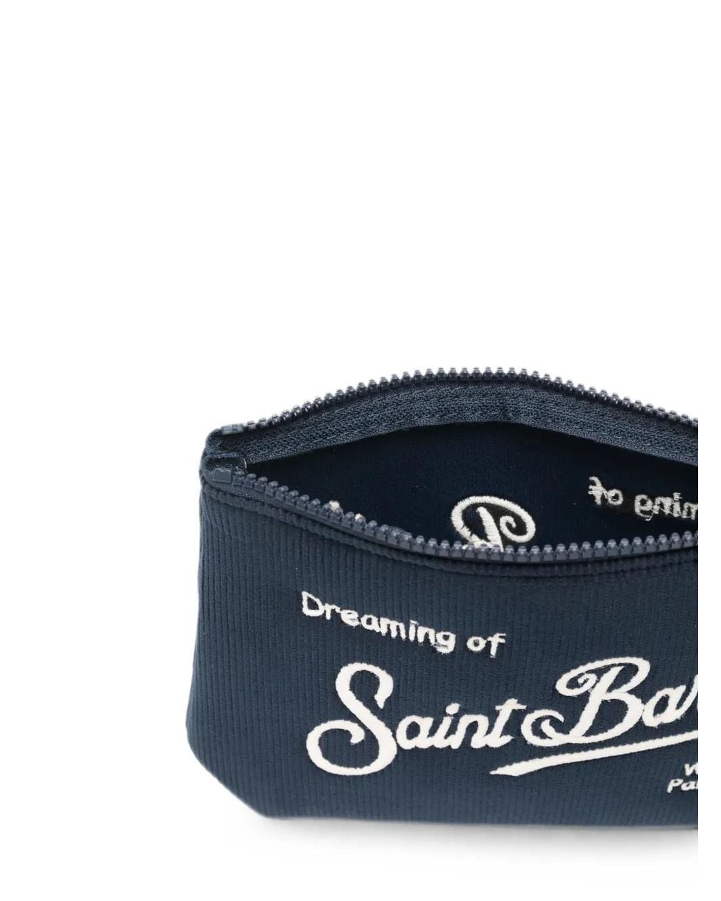 Mc2 Saint Barth Blue Aline Logo-Embroidered Cluthc Bag