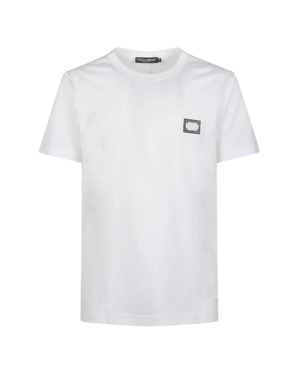 Dolce & Gabbana White Logo-Plaque T-Shirt for men