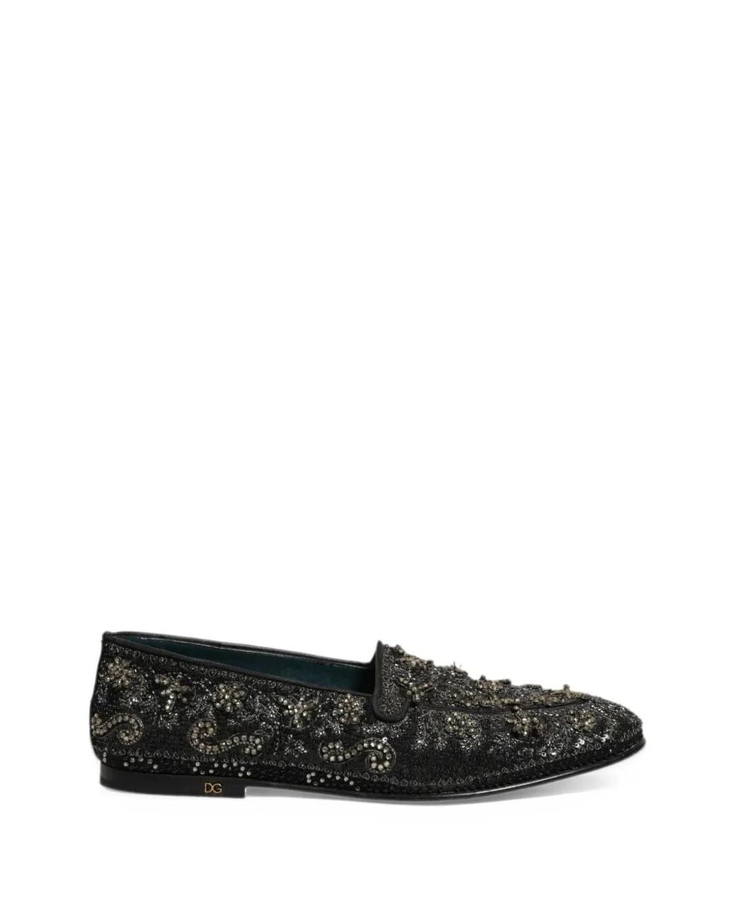 Dolce & Gabbana Black Rhinestone-Embellished Loafers for men