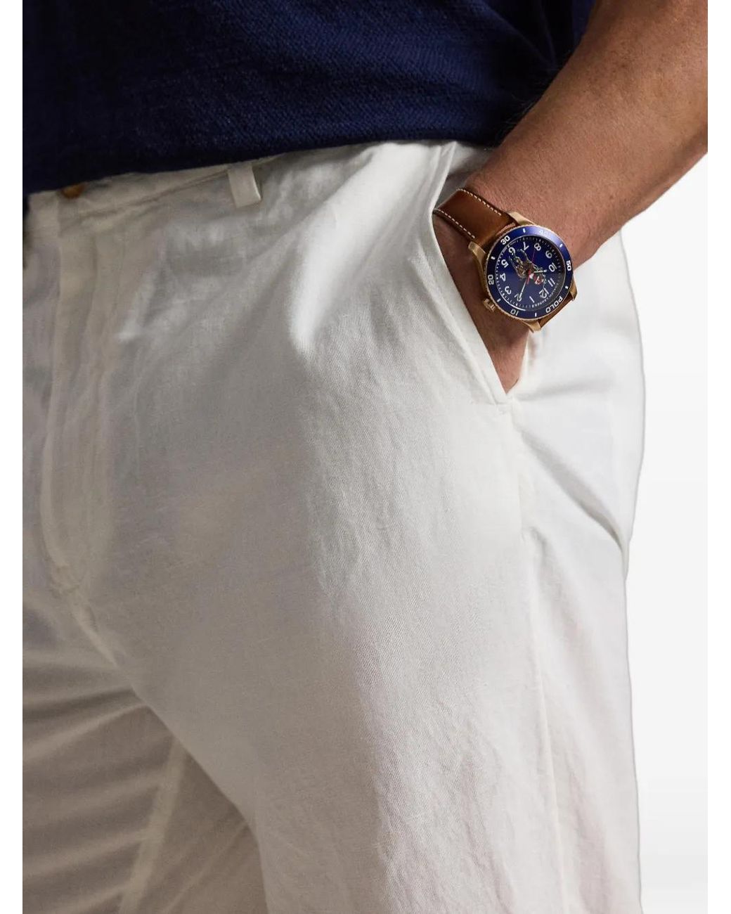 Polo Ralph Lauren White Flat-Front Bedford Trousers for men