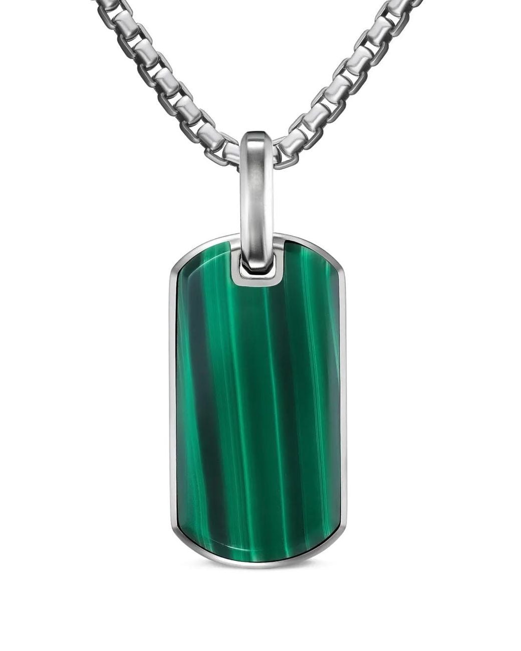 David Yurman Green Sterling Chevron Malachite Tag (27Mm) for men
