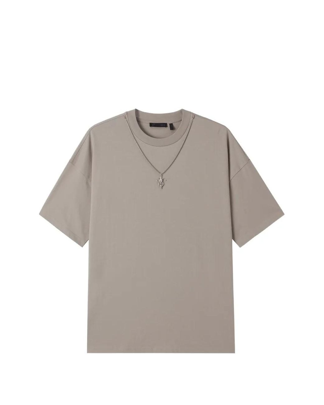 FIVE CM Gray Necklace Round-Neck T-Shirt for men