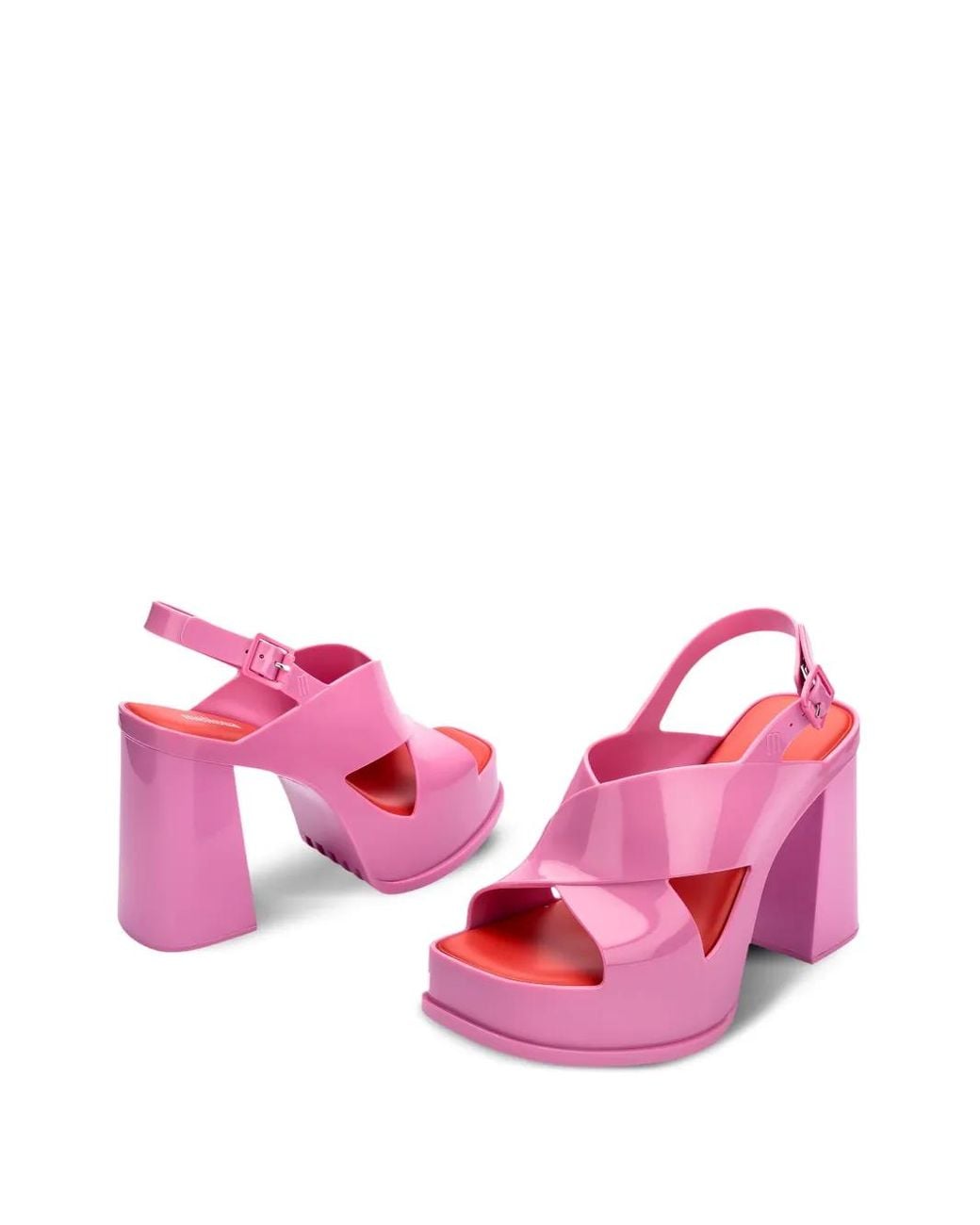 Melissa Pink Dance Crossover-Strap Block-Heel Sandals