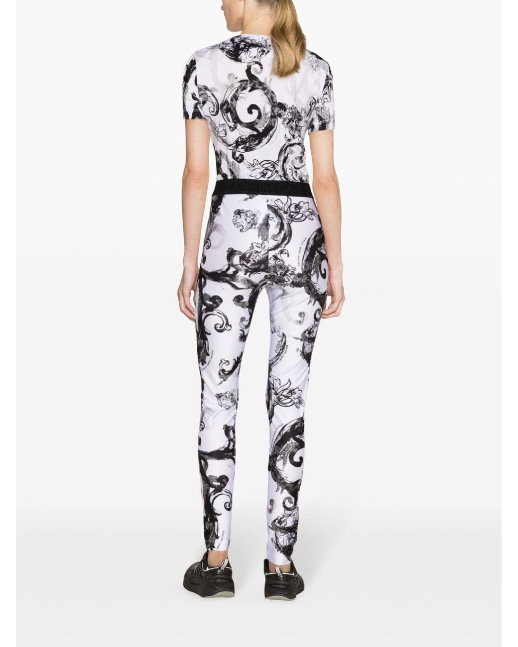 Versace Jeans Couture Watercolour Baroque Printed leggings in White