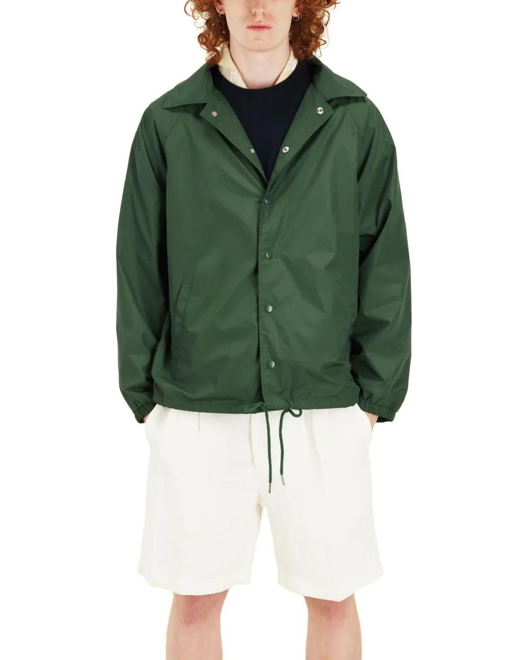 Fortela Green Coach Embroidered-Patch Drawstring Jacket for men