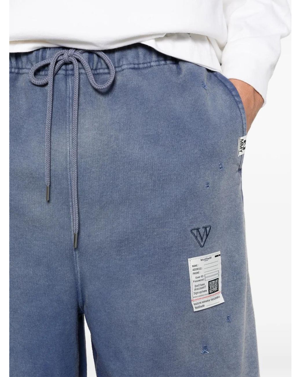 Maison Mihara Yasuhiro Blue Drawstring Distressed Shorts for men