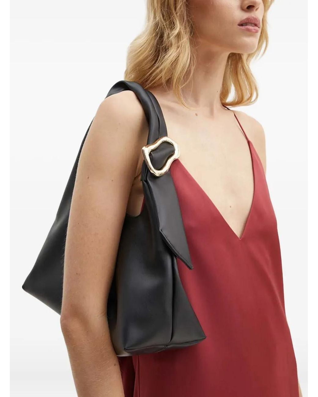 Stine Goya Red V-Neck Ruffled Dress