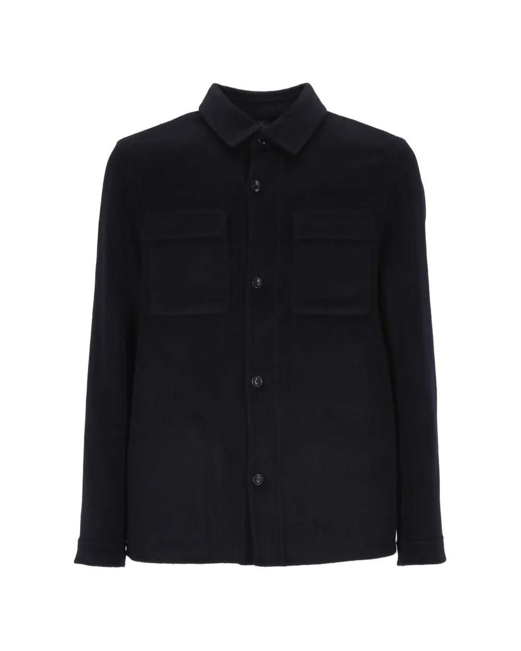 Hōsio Black Button-Up Chest-Pocket Jacket for men