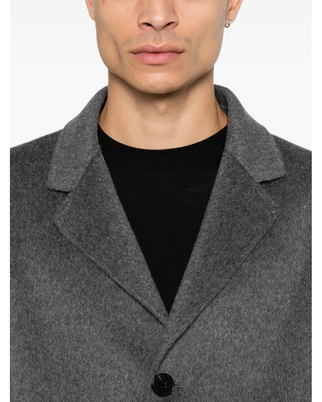 Amaranto Gray Single-Breasted Notch-Lapel Coat for men
