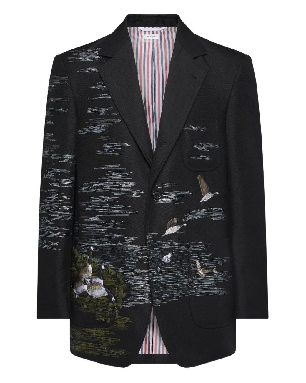 Thom Browne Black Embroidered Blazer for men