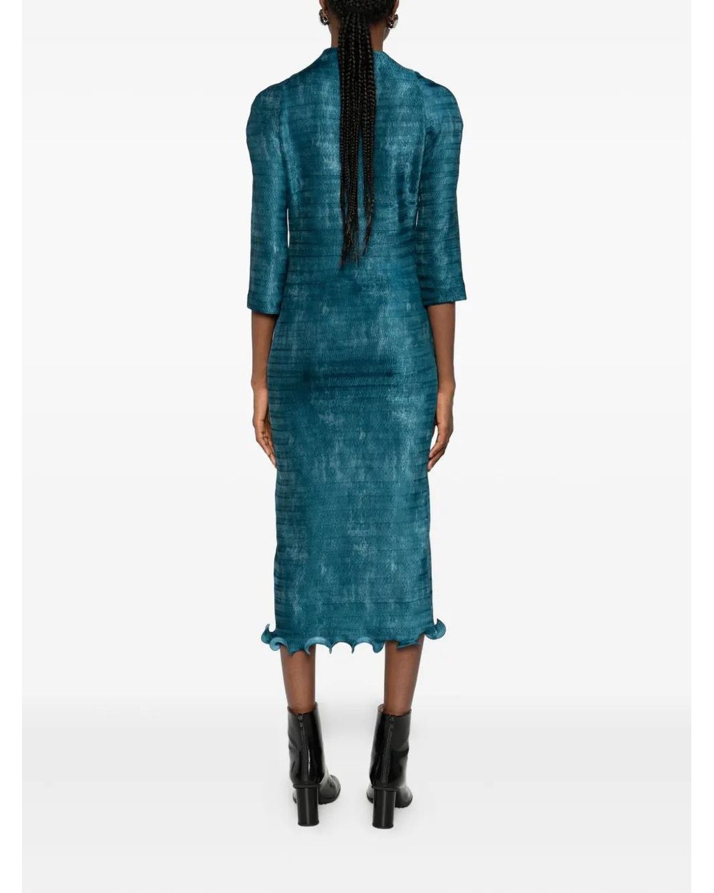 Fendi Blue Button Ruffled Midi Dress