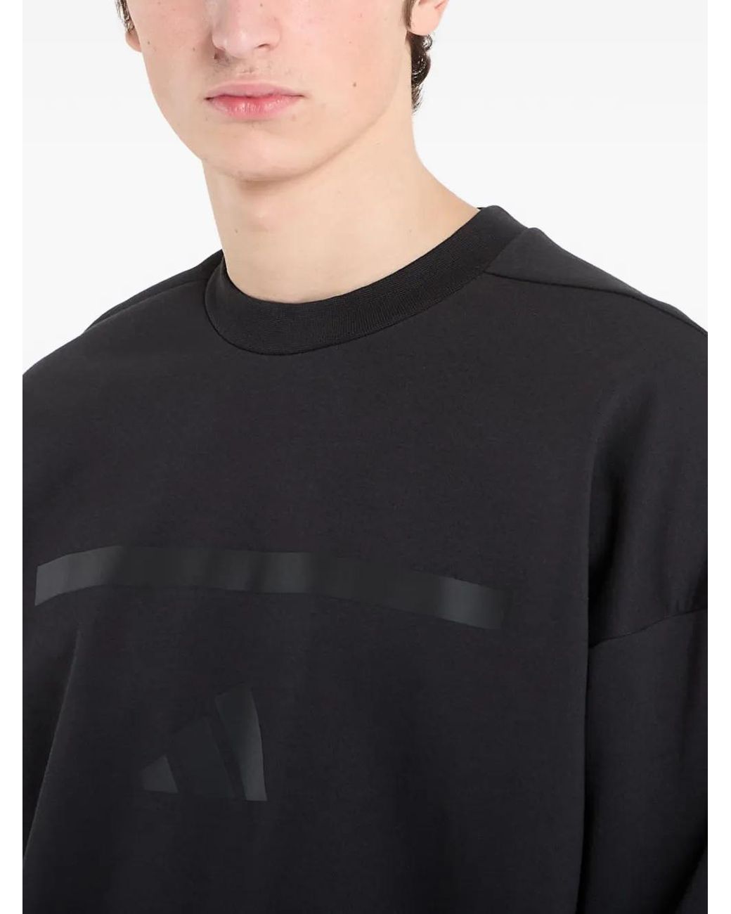 Adidas Gray Logo-Print Crew-Neck Sweater for men
