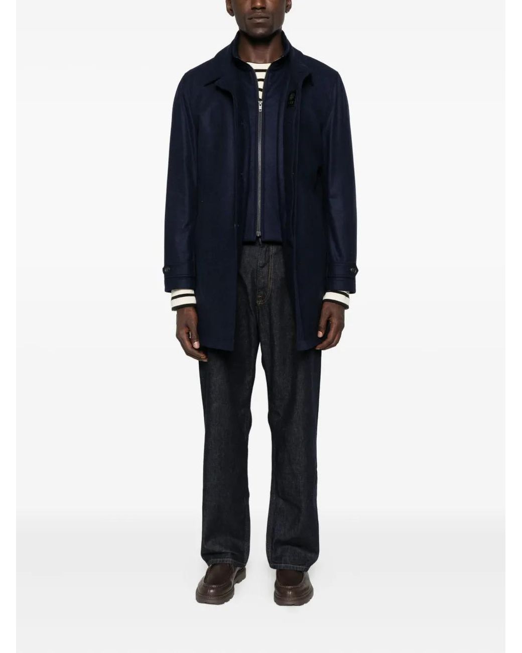 Fay Blue Zip Wool Coat for men