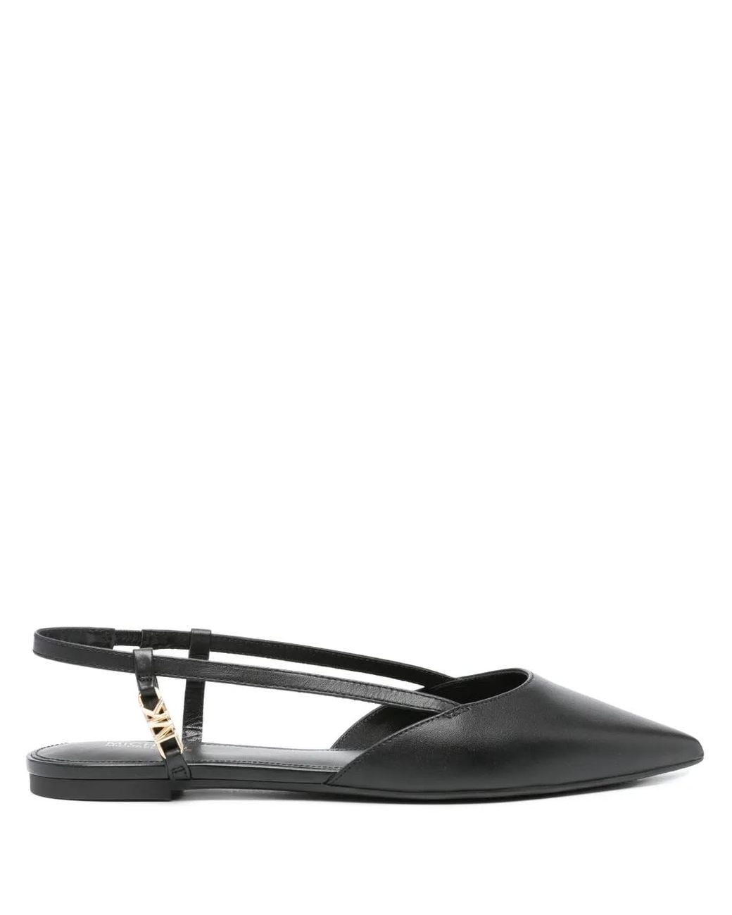 MICHAEL Michael Kors Black Logo-Plaque Leather Pumps
