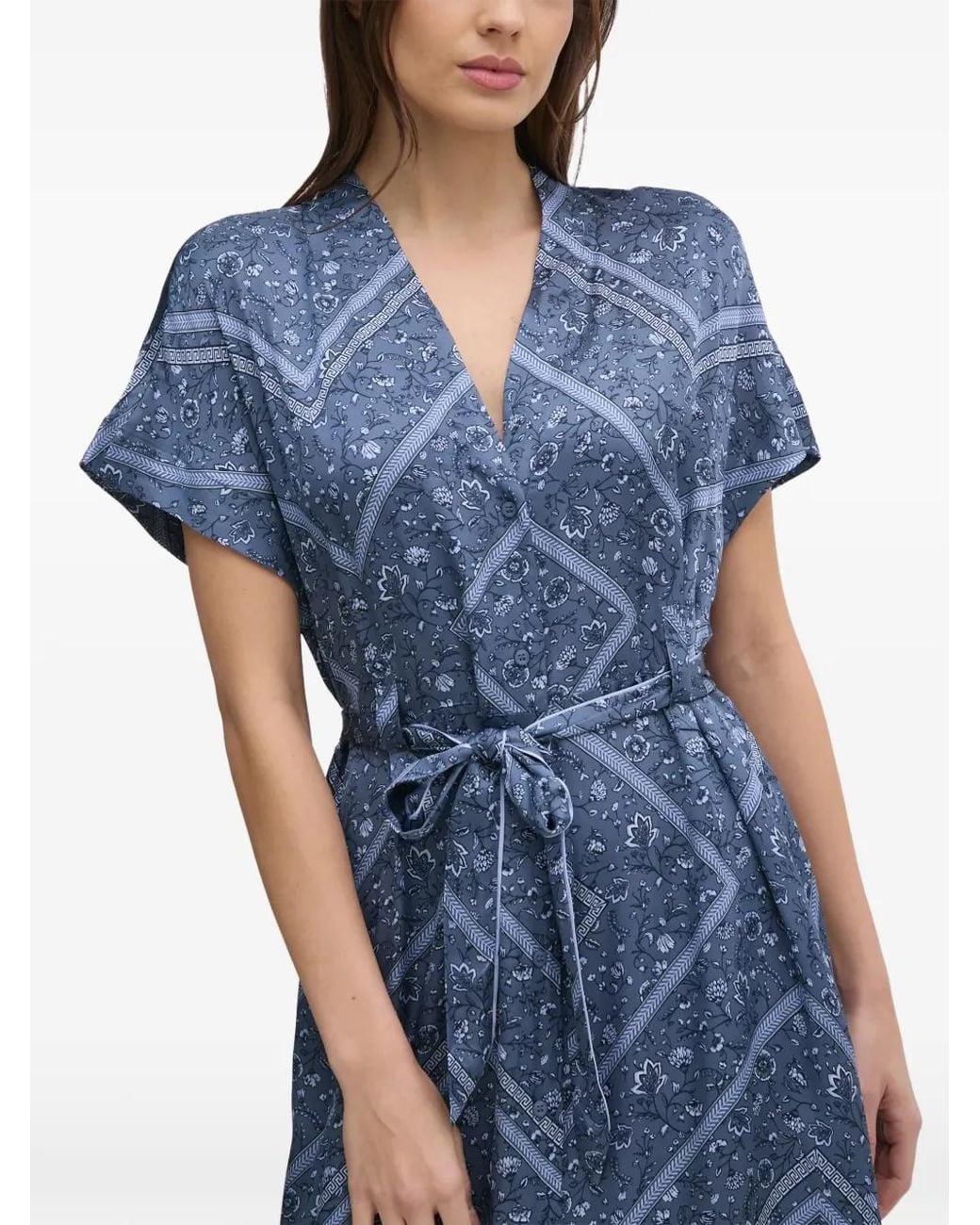 Mos Mosh Blue Lisha Boarda Floral-Print Belted Maxi Dress
