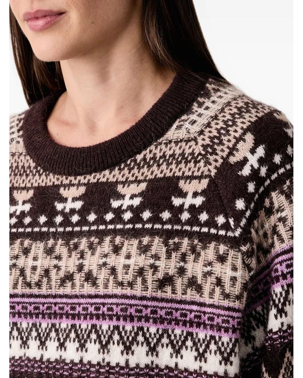 Marc O' Polo Red Fair Isle-Knit Raglan-Sleeve Sweater