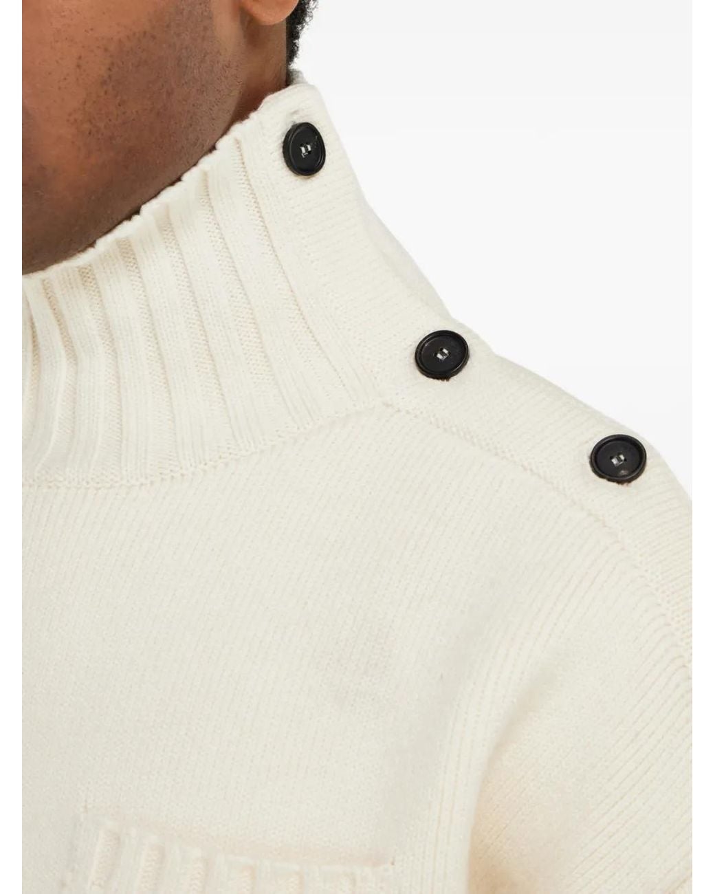 Ferragamo White Knitted Sweater With Button Detail for men