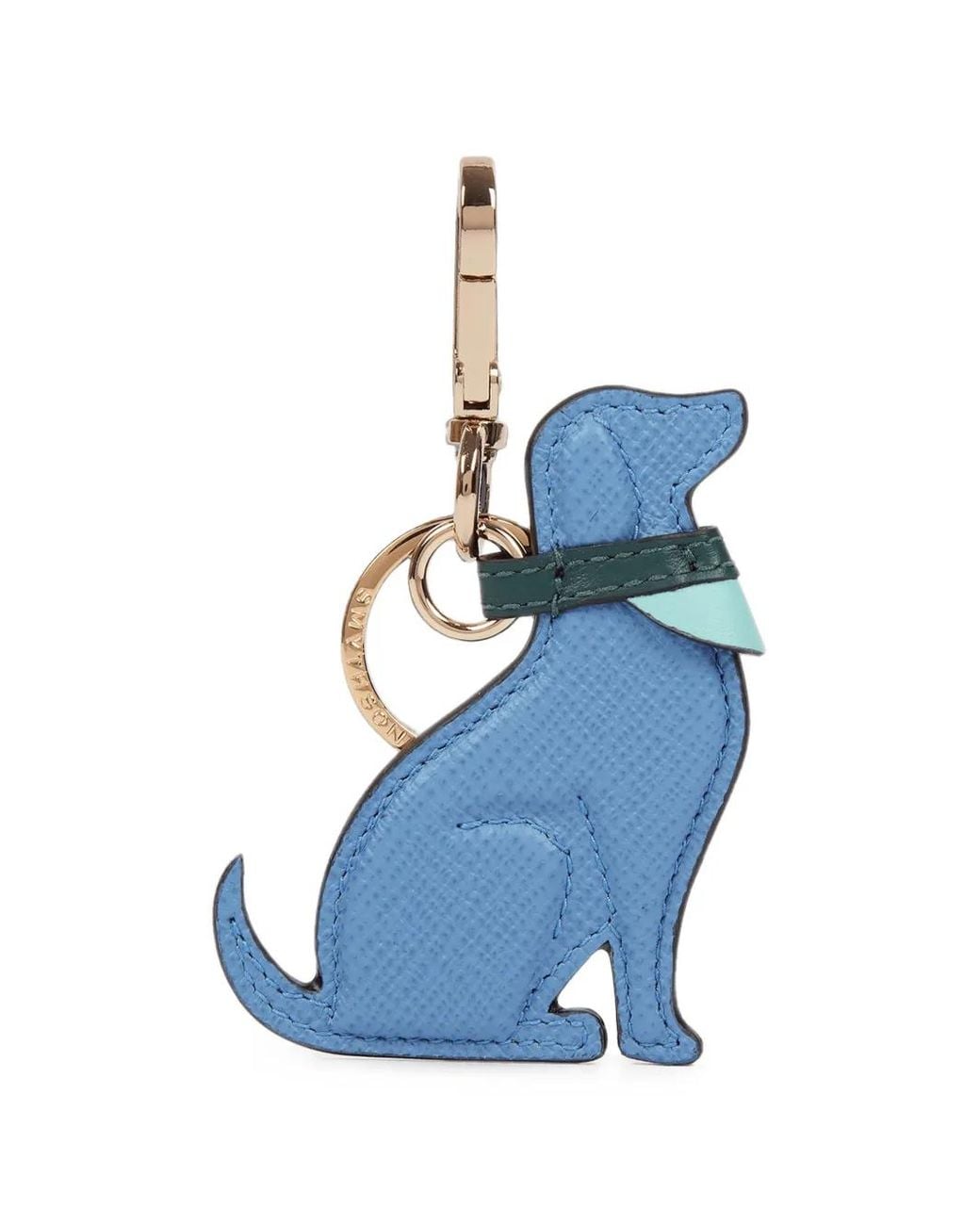 Smythson Blue Panama Dog-Shaped Keyring
