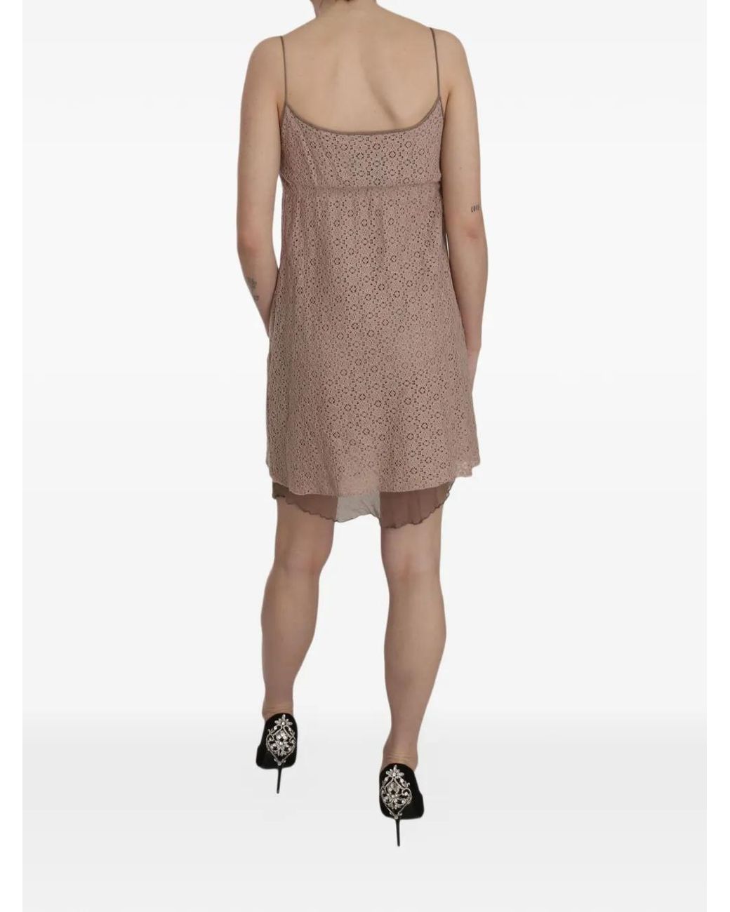 Pink Memories Natural Lace Spaghetti-Strap Mini Dress