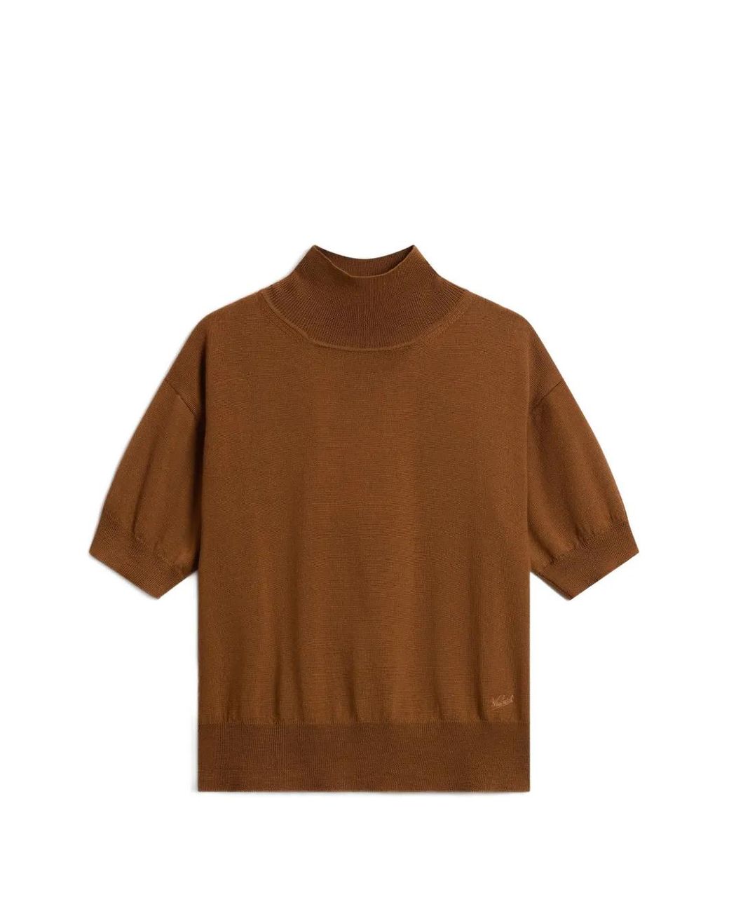 Woolrich Brown High-Neck Short-Sleeve Sweater