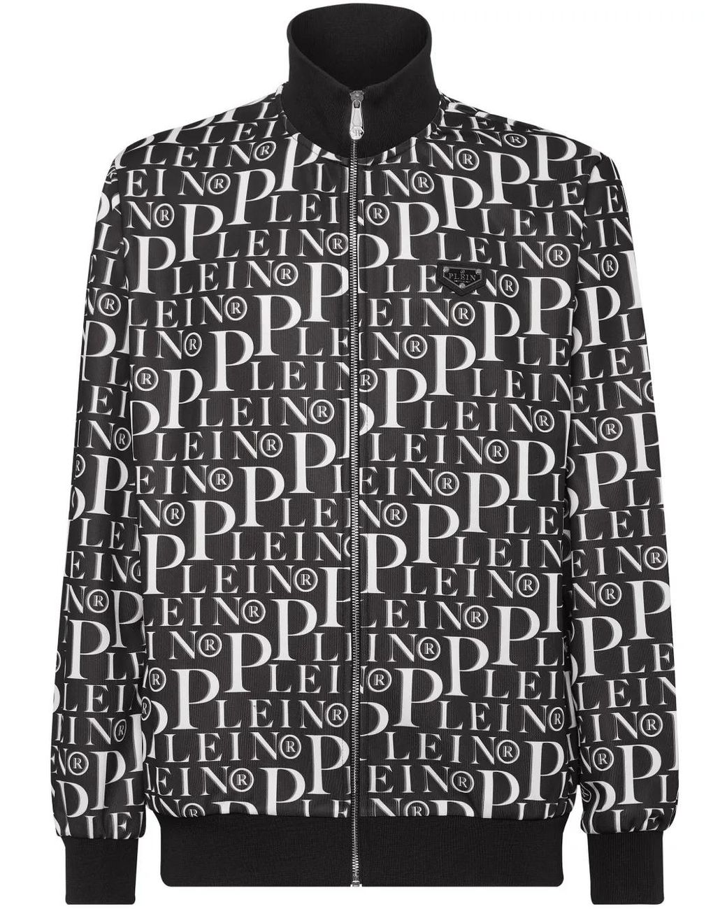 Philipp Plein Black Graphic Print Jogging Jacket for men