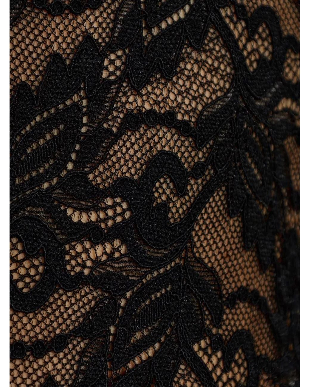 LoveShackFancy Black Jannie Lace Long-Sleeves Bodysuit