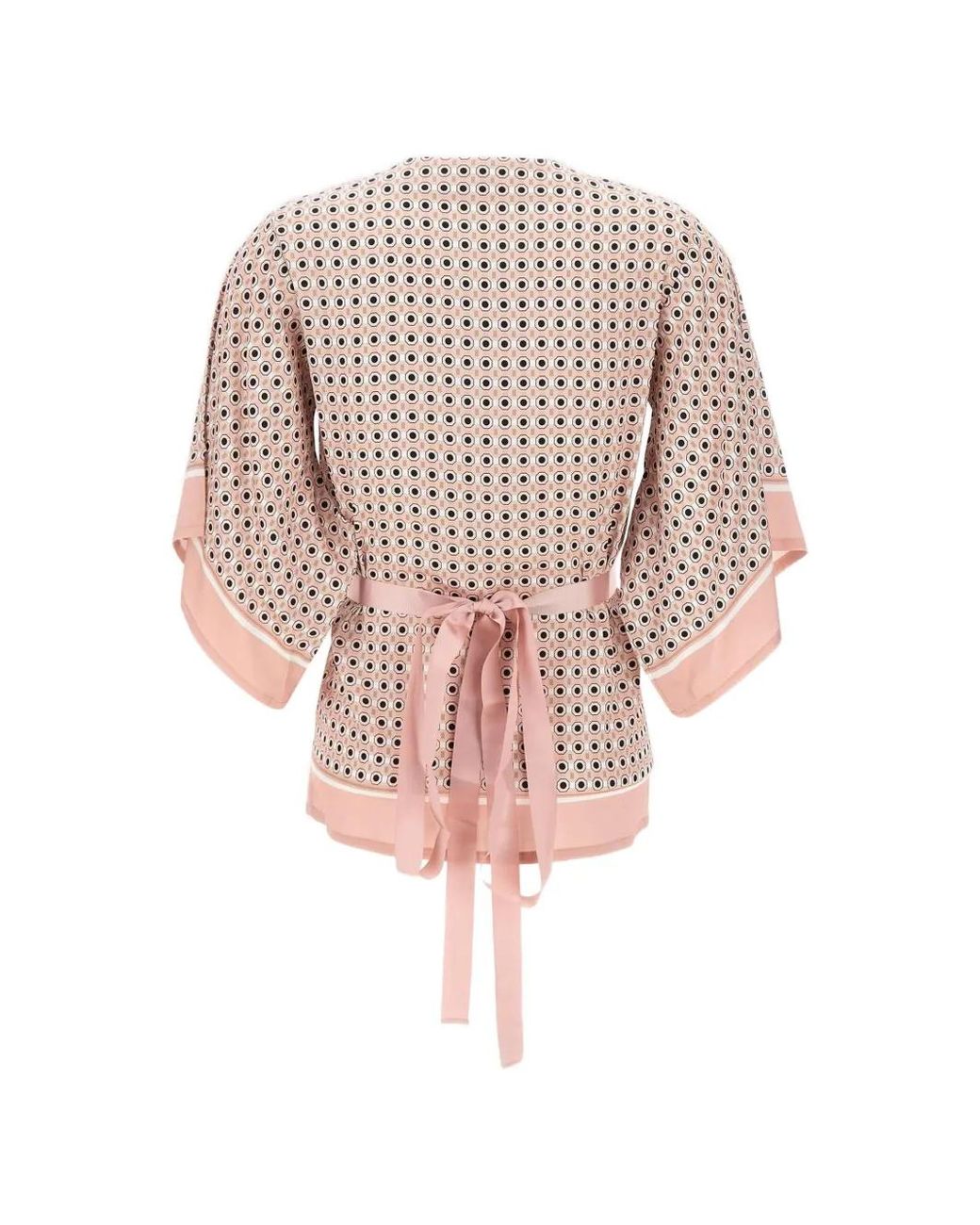 Kangra White Micro-Print Wrap-Style Blouse