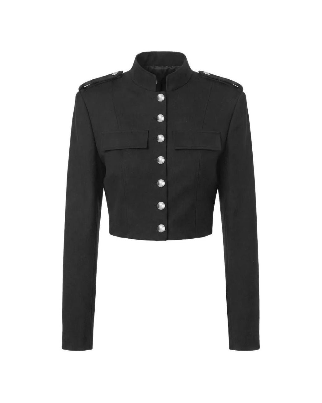 Nicholas Black Cropped Epaulette-Detail Jacket
