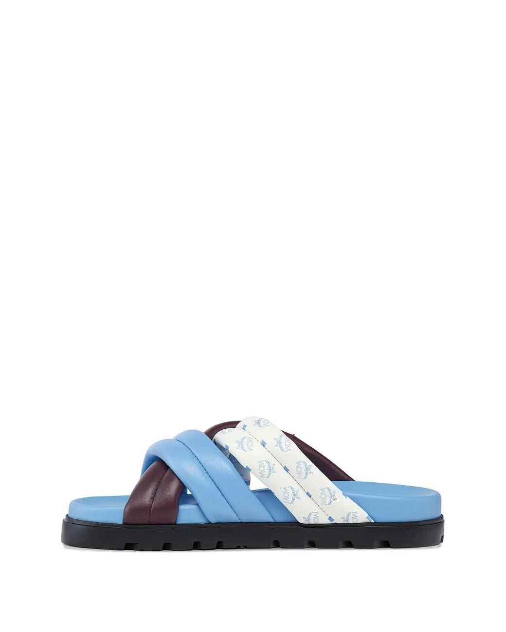 MCM Blue Criss-Cross Logo Sandals